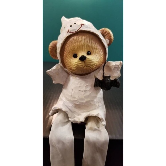 Set of 3 Halloween Bears in Vintage Style Costumes Ghost Magician Pumpkin - Picture 7 of 8